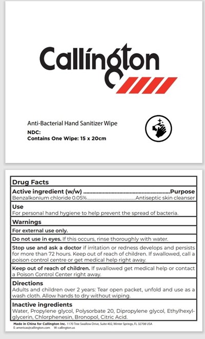 Principal Display Panel (Callington Anti Bacterial Hand Sanitizer Wipe)